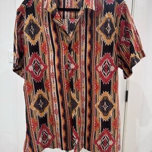 Raga Man Men's Multicolor Geometric Pattern Shirt